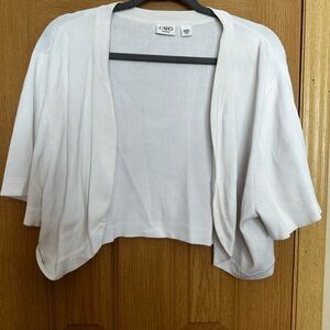 Cato White Open-Front Cropped Cardigan Sz 22/24W
